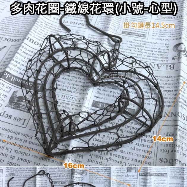 多肉花圈-鐵線花環(小號-心型) 商品圖片 2