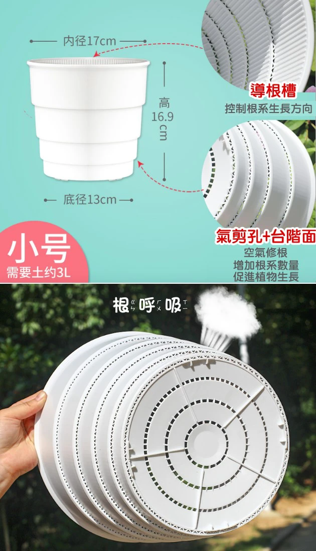 6寸(18cm)圓階控根盆.透氣花盆 商品圖片 2
