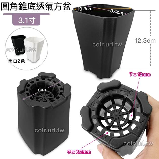 3.1寸圓角錐底透氣方盆 商品圖片 2