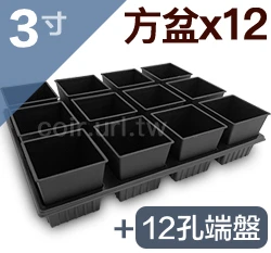 【超值組】12個x3寸方型栽培盆(厚)+專用整理端盤12格 商品圖片 4