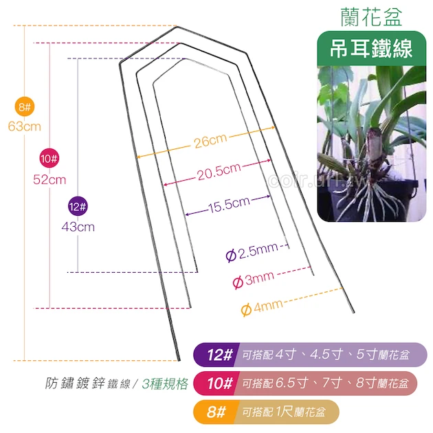 蘭花盆吊耳鐵線8# 商品圖片 2