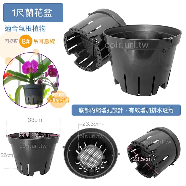 1尺蘭花盆(黑吊耳盆)(發泡盆) 商品圖片 2