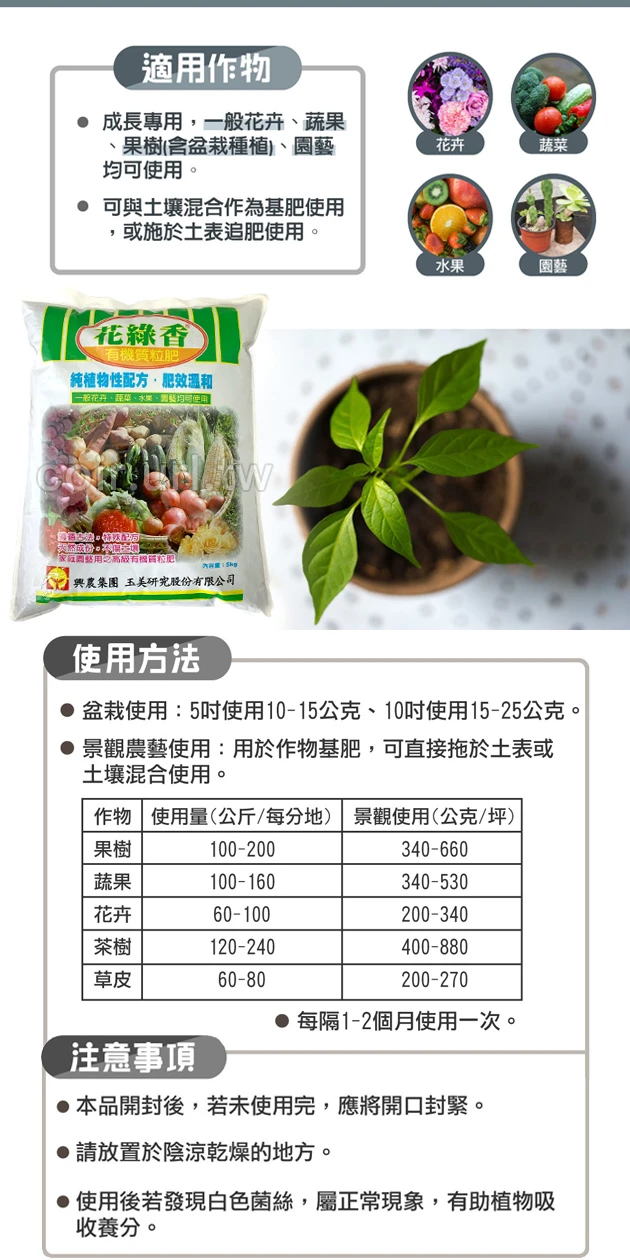 花綠香(純植物性)有機質肥料5-2-2-85 商品圖片 4
